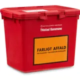 Den røde miljøkasse til sortering af farligt affald for borgere i Thisted kommune